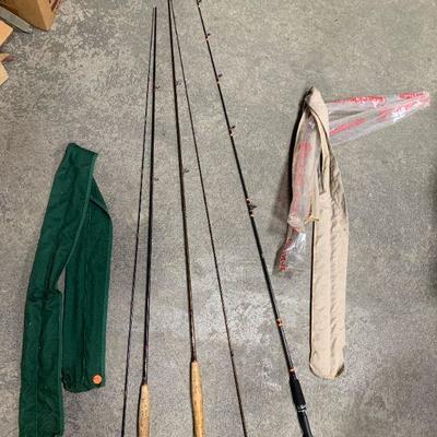 #351 Three Vintage Fishing Poles