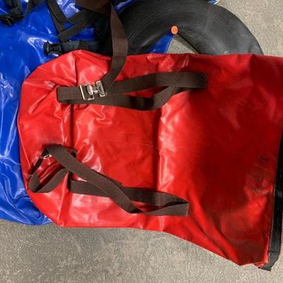 #7 Blue Inflatable Raft, Misc. Tube & Red Bag 
