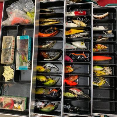 #112 Jumbo Vintage Tackle Box Full of Lures & Misc.