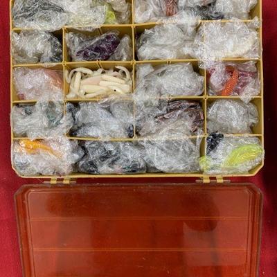 #116 Vintage Plano Tackle Box Full of Fishing Rubber Worms