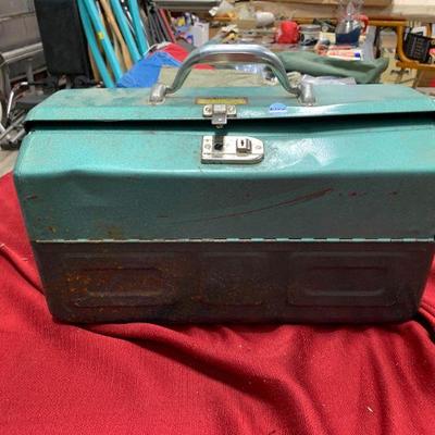 #125 Vintage Blue Tackle Box Full of Tackle