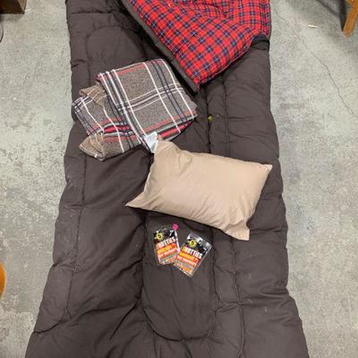#142 Thick Flannel Vintage Sleeping Bag & Misc