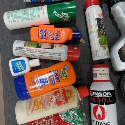 #154 Used Misc Camping Needs. Sunscreen, FireStarters, Water Repellent & More.