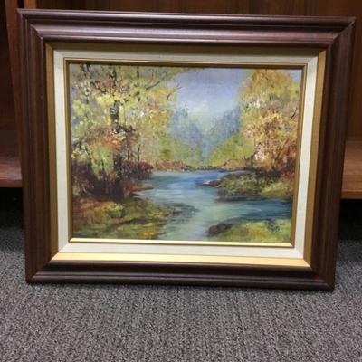 Forest With River Scenery Painting
