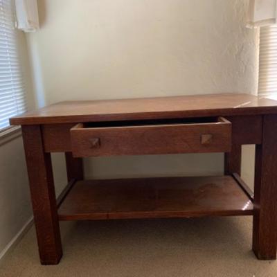 24. Antique oak desk mission style (48â€28â€x30â€)