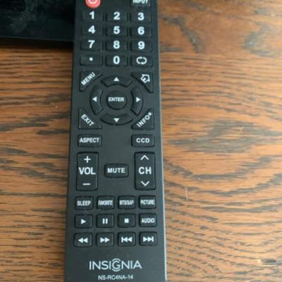 25. Flatscreen Insignia television (19-inch) with speakers and power cord