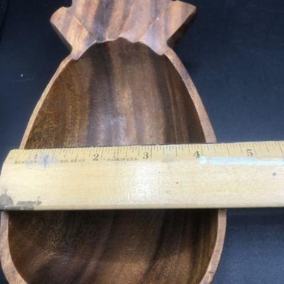 Pair of Wood Pineapple Serving Bowls with Spoons