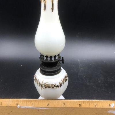 Small Decorative Milk Glass Oil Lamp 