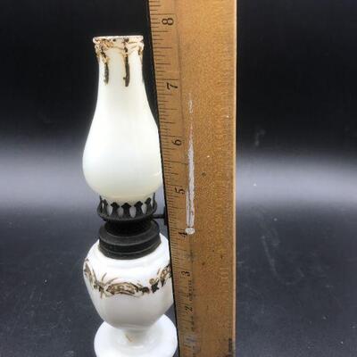 Small Decorative Milk Glass Oil Lamp 