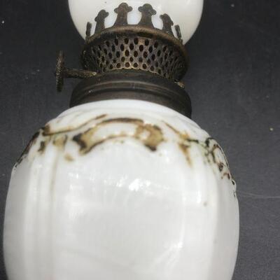 Small Decorative Milk Glass Oil Lamp 