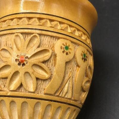 Carved Wood Mug