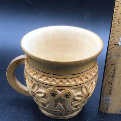 Carved Wood Mug