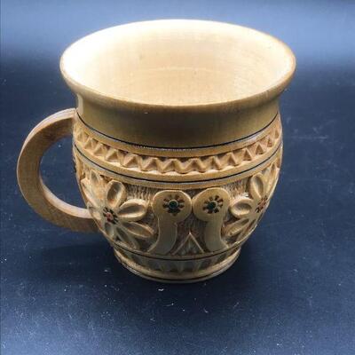 Carved Wood Mug