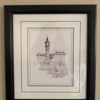 40. Framed art (Paris and London scenes)