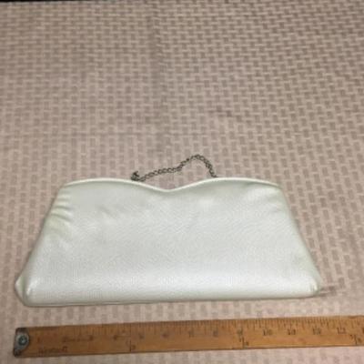 Vintage White Clutch Purse with Small Blue Coin Purse
