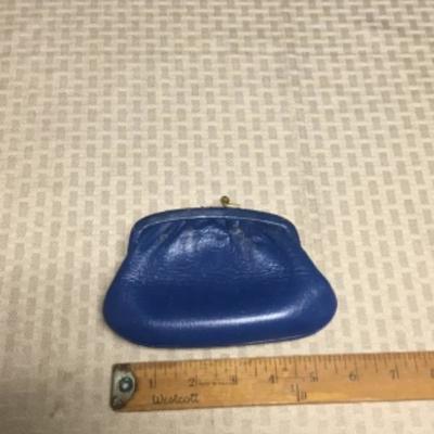 Vintage White Clutch Purse with Small Blue Coin Purse