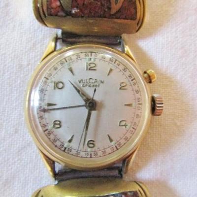 H-84  MEN'S VULCAIN CRICKET WATCH & BAND