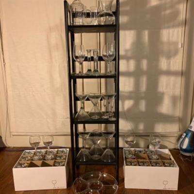11. Collection of Glass Stemware, Candlesticks, Vase, Cordial, and Martini Glasses