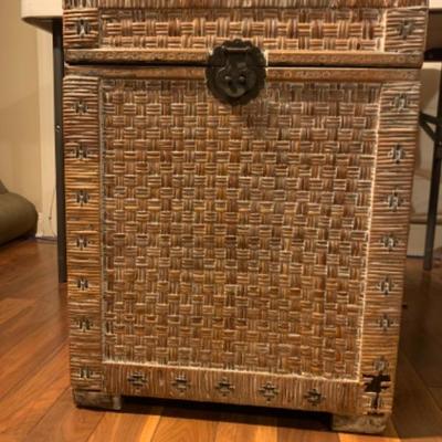 22. Wicker and Wood Hamper and Piano Stool