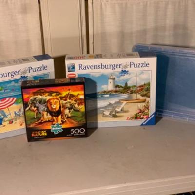 25. Puzzles, Storage Box, Scrabble Game (Not Photographed)