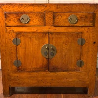 36. Asian Storage Cabinet and Ceramic Vase