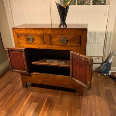 36. Asian Storage Cabinet and Ceramic Vase