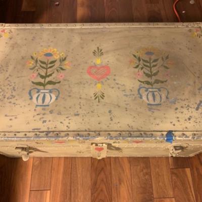 41. Painted Metal Steamer Trunk