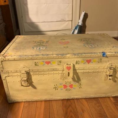 41. Painted Metal Steamer Trunk