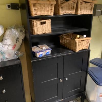 59. Black Wooden Cabinet with Two Doors on Bottom