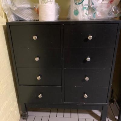 60. 8 Drawer Black Wooden Dresser