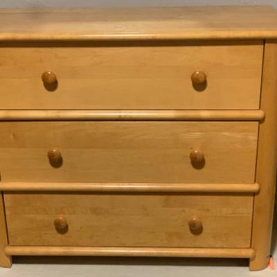 61. Modern Danish Bedroom Suite: Queen Frame and Mattress, 2 Bedside Tables, 1 Chest of Drawers