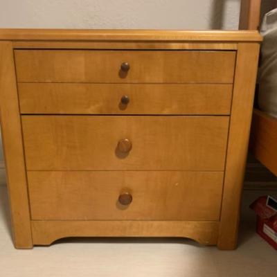 61. Modern Danish Bedroom Suite: Queen Frame and Mattress, 2 Bedside Tables, 1 Chest of Drawers