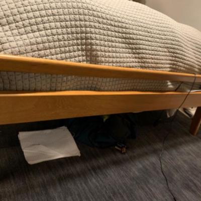 61. Modern Danish Bedroom Suite: Queen Frame and Mattress, 2 Bedside Tables, 1 Chest of Drawers