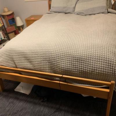 61. Modern Danish Bedroom Suite: Queen Frame and Mattress, 2 Bedside Tables, 1 Chest of Drawers