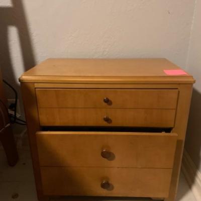 61. Modern Danish Bedroom Suite: Queen Frame and Mattress, 2 Bedside Tables, 1 Chest of Drawers