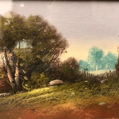 64. Antique Framed Pastel Pastoral Painting 