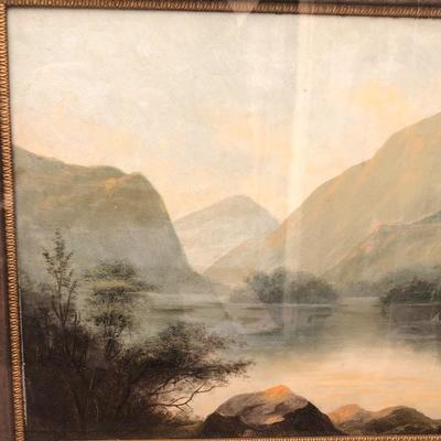 65. Antique Framed Oil Painting, Pastoral Scene 