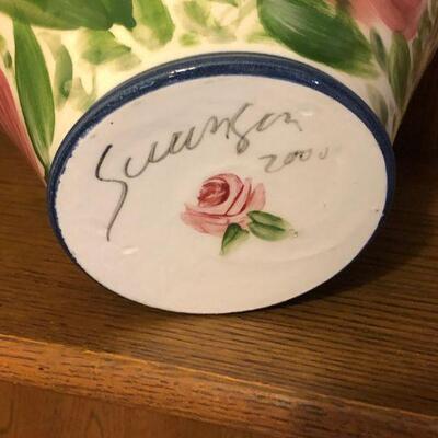 Hand Painted Flower Vase Artist Signed