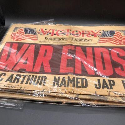 WAR ENDS! Vintage Los Angeles Examiner Newspaper 