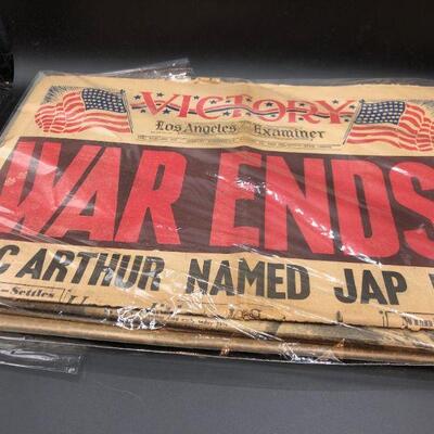 WAR ENDS! Vintage Los Angeles Examiner Newspaper 