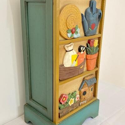 Small Wood Garden Theme Cabinet with Shelving