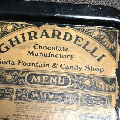 Ghirardelli Chocolate Manufactory Menu on Metal Tray