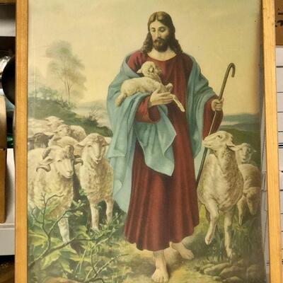 Jesus with Lamb & Flock of Sheep