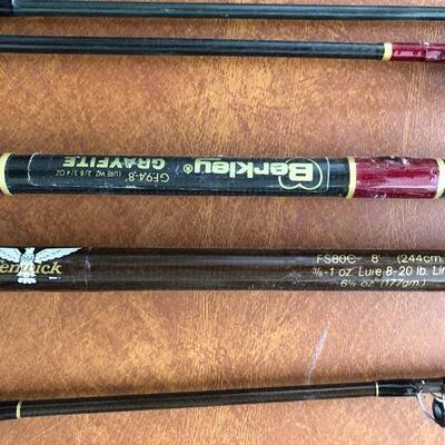 75.  Large collection of fishing gear:  poles, reels, lures, hooks, waders, etc.
