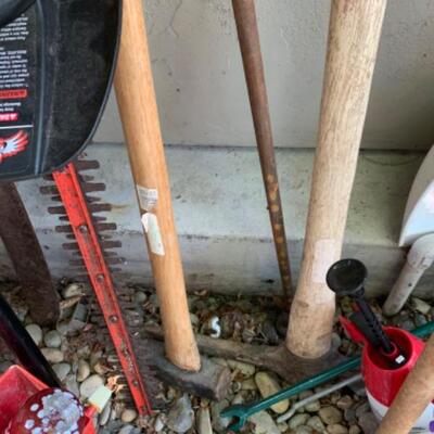 78.  Large selection of rakes, shears, pruner, trimmer, weeder, shovels, etc.