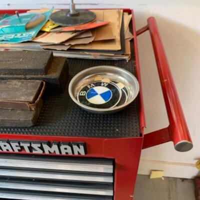 83.  Craftsman tool chest, nozzles, knife sharpener