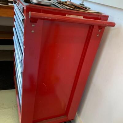 83.  Craftsman tool chest, nozzles, knife sharpener