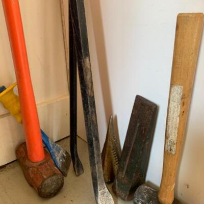 84.  Sledge hammer, crowbar, wedge, step ladder