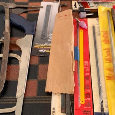 85.  Drill bits, assortment of saws and saw blades
