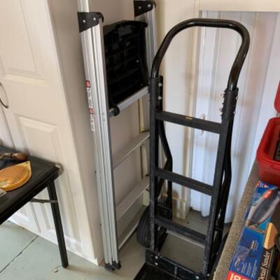 87.  Hand cart and step ladder